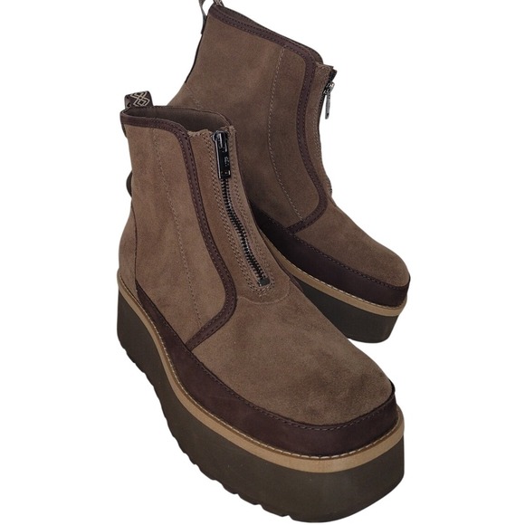UGG Women's Cityfunc Zip Platform Boots in Hickory Suede Size 10 - Picture 1 of 7